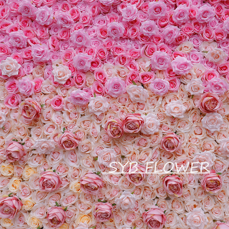 #BDJ007 Customized 3D/5D Cloth Back Roll up Articifial Flower Wall Backdrop For Wedding Event Party Decoration