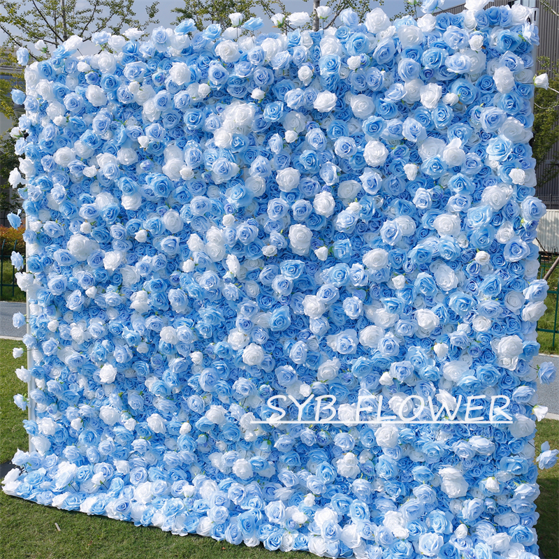 #BD123 Customized 3D/5D Cloth Back Roll up Articifial Flower Wall Backdrop For Wedding Event Party Decoration