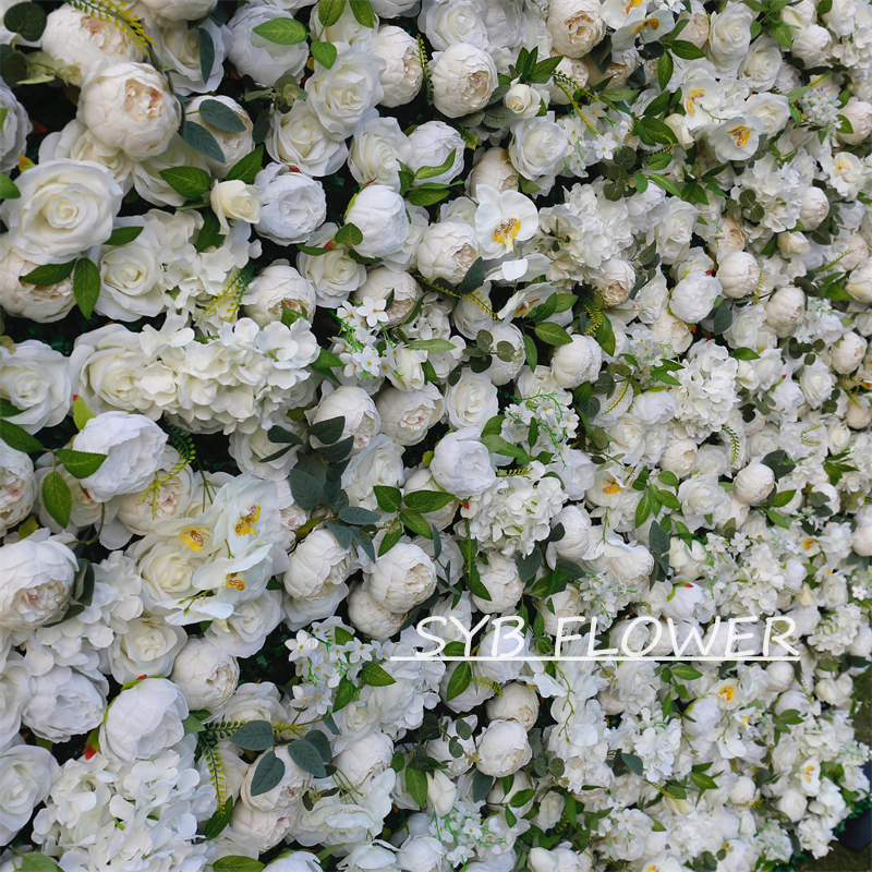 #BD079 Customized 3D/5D Cloth Back Roll up Articifial Flower Wall Backdrop For Wedding Event Party Decoration