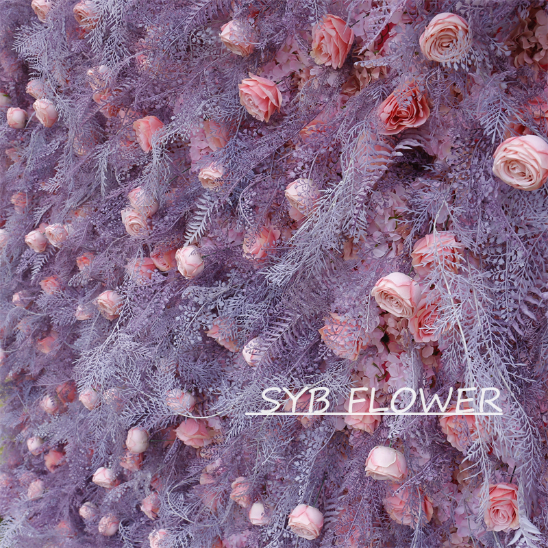 #HE-BD112 Customized 3D/5D Cloth Back Roll up Articifial Flower Wall Backdrop For Wedding Event Party Decoration