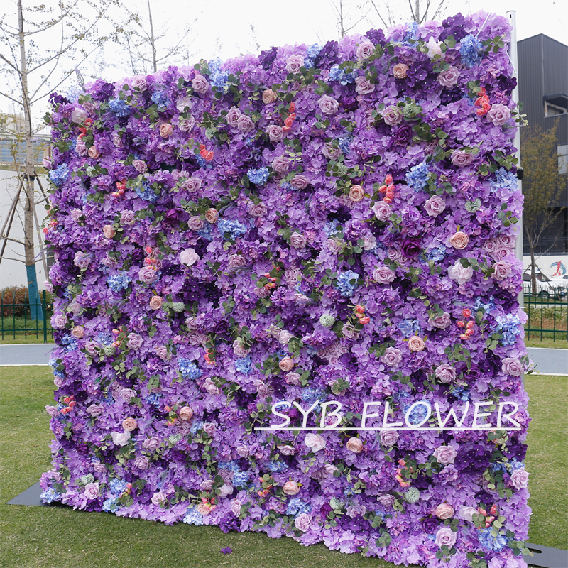 #BD077 Customized 3D/5D Cloth Back Roll up Articifial Flower Wall Backdrop For Wedding Event Party Decoration