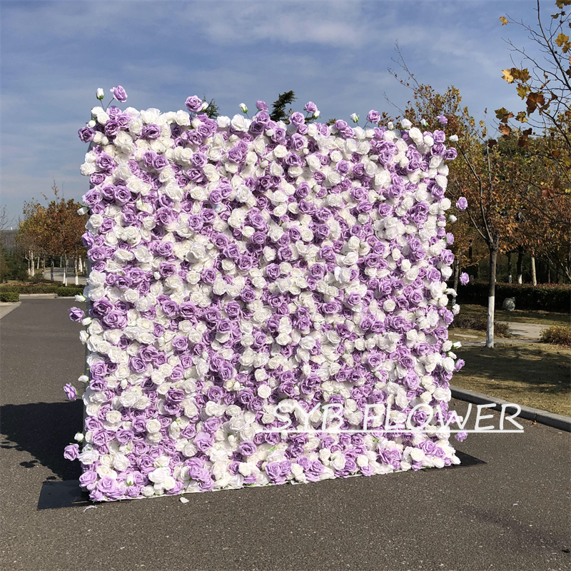 #309 Customized 3D/5D Cloth Back Roll up Articifial Flower Wall Backdrop For Wedding Event Party Decoration