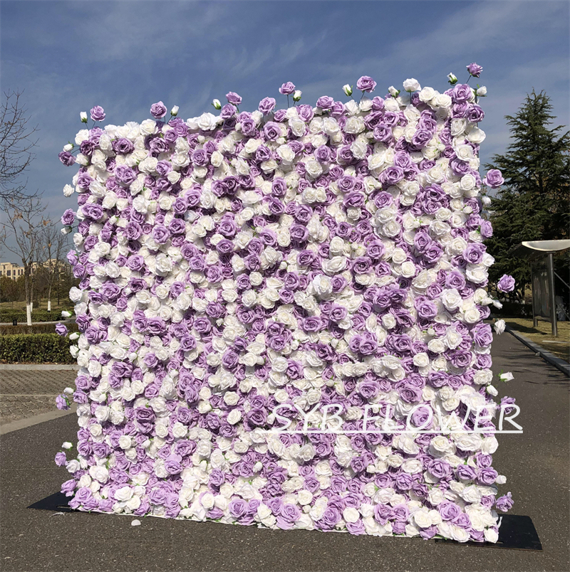 #309 Customized 3D/5D Cloth Back Roll up Articifial Flower Wall Backdrop For Wedding Event Party Decoration
