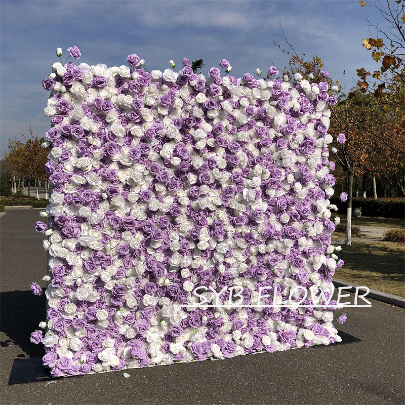 #309 Customized 3D/5D Cloth Back Roll up Articifial Flower Wall Backdrop For Wedding Event Party Decoration