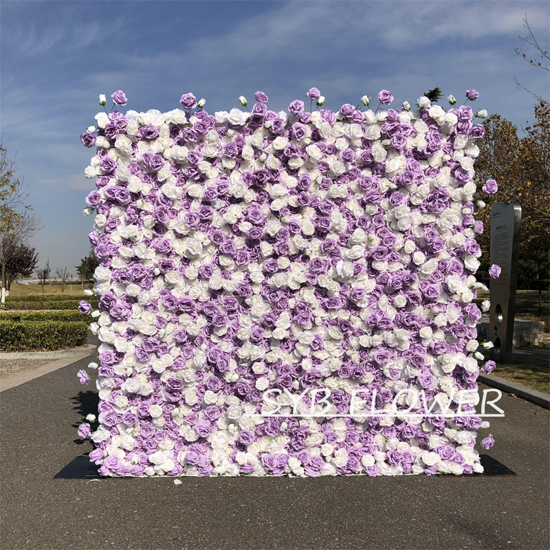 #309 Customized 3D/5D Cloth Back Roll up Articifial Flower Wall Backdrop For Wedding Event Party Decoration