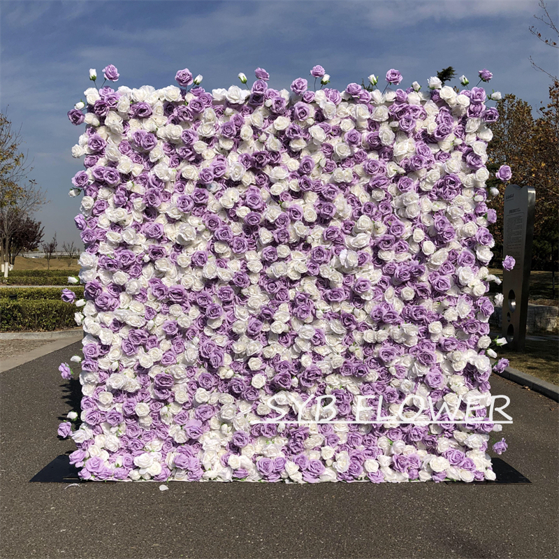 #309 Customized 3D/5D Cloth Back Roll up Articifial Flower Wall Backdrop For Wedding Event Party Decoration