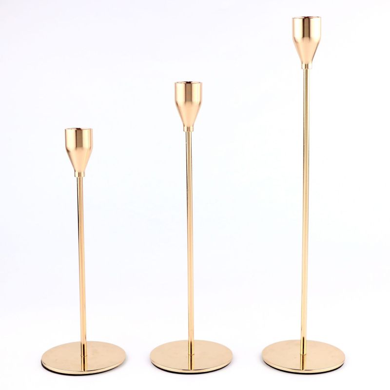 Nordic Candle Stick Holder Decor Metal Brass Stand Votive Pillar Minimalist Silver Candles Holders