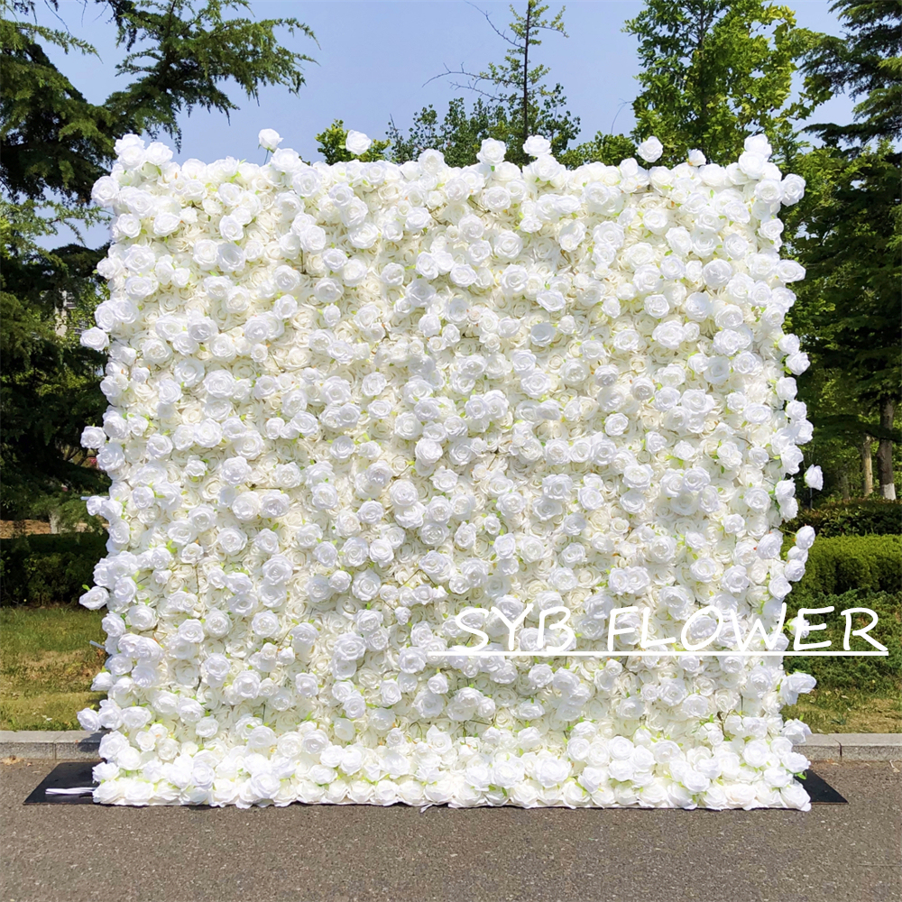 #232 Factory Direct Customized Rolling Up Fabric Artificial Flower Wall For Wholesale Event Backdrops For Wedding Decoration