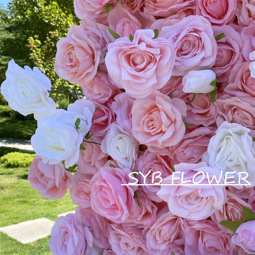 #209 Wedding Decoration Customized Excellent Quality Feel Real Silk Decorative Set Pink Straw Flower Wall Background Wall