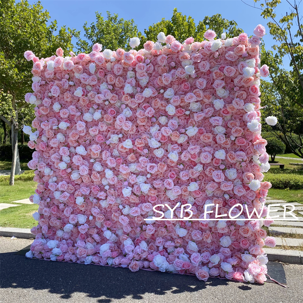 #209 Wedding Decoration Customized Excellent Quality Feel Real Silk Decorative Set Pink Straw Flower Wall Background Wall