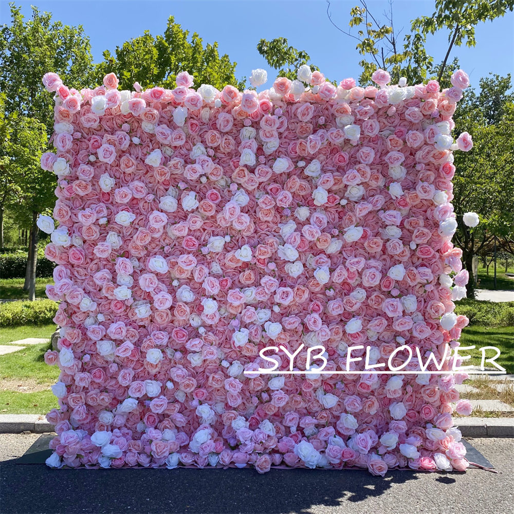 #209 Wedding Decoration Customized Excellent Quality Feel Real Silk Decorative Set Pink Straw Flower Wall Background Wall