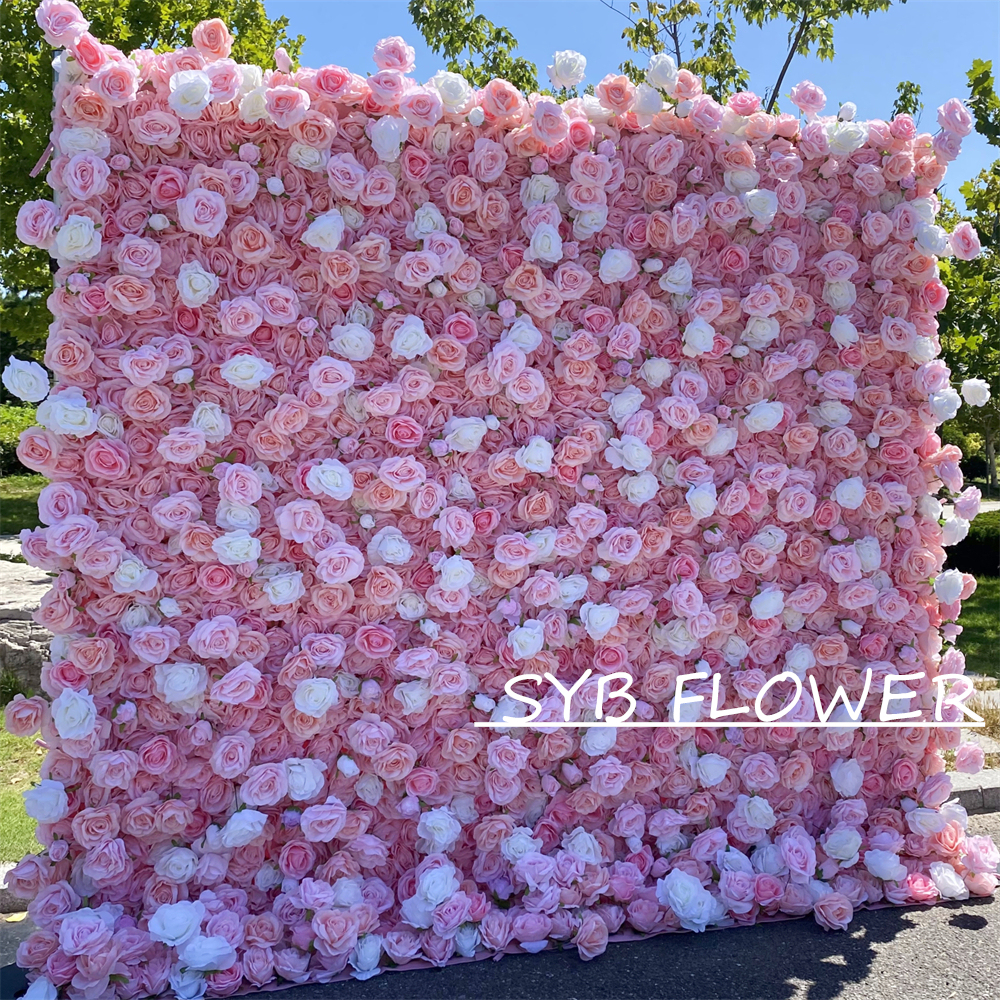 #209 Wedding Decoration Customized Excellent Quality Feel Real Silk Decorative Set Pink Straw Flower Wall Background Wall