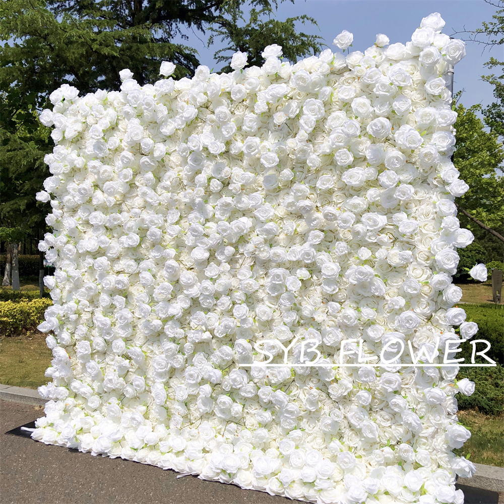 #232 Factory Direct Customized Rolling Up Fabric Artificial Flower Wall For Wholesale Event Backdrops For Wedding Decoration
