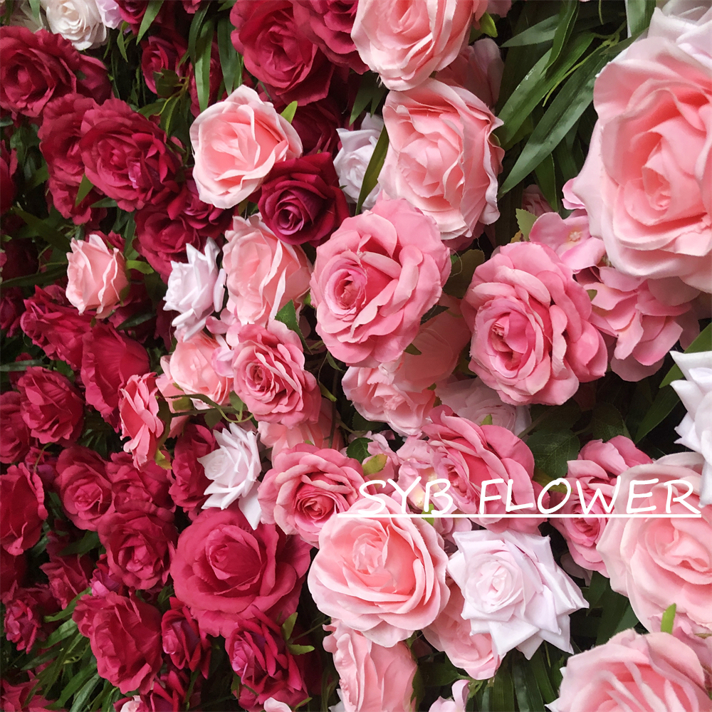 #313 Customized 3D/5D Cloth Back Roll up Articifial Flower Wall Backdrop For Wedding Event Party Decoration