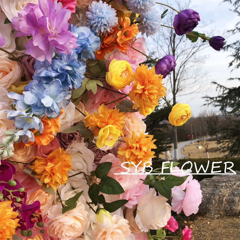 #317 Customized 3D/5D Cloth Back Roll up Articifial Flower Wall Backdrop For Wedding Event Party Decoration