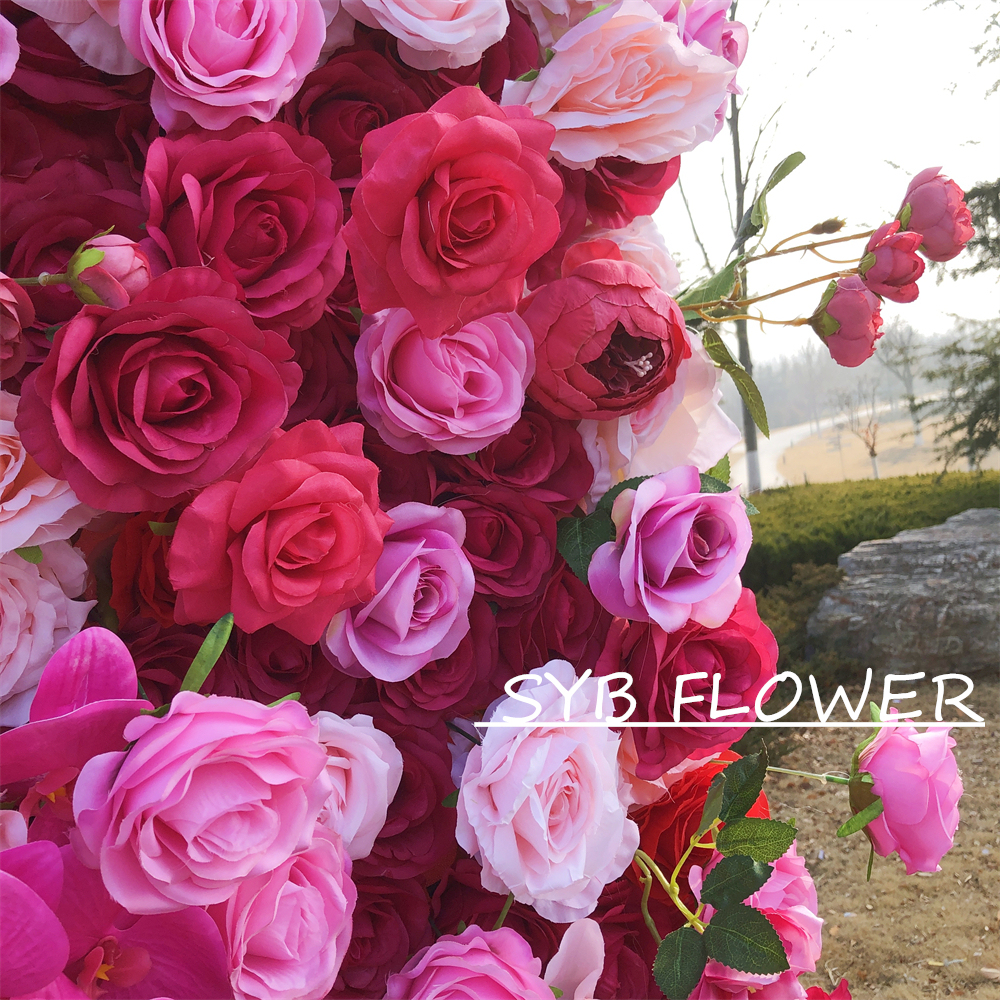 #311 Customized 3D/5D Cloth Back Roll up Articifial Flower Wall Backdrop For Wedding Event Party Decoration