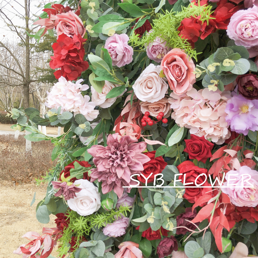 #303-2 Customized 3D/5D Cloth Back Roll up Articifial Flower Wall Backdrop For Wedding Event Party Decoration