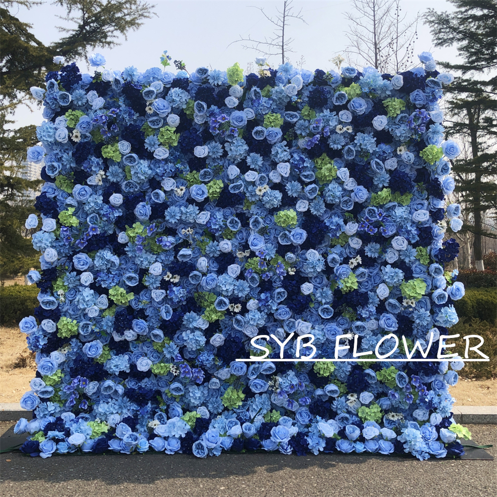 #320 Customized 3D/5D Cloth Back Roll up Articifial Flower Wall Backdrop For Wedding Event Party Decoration