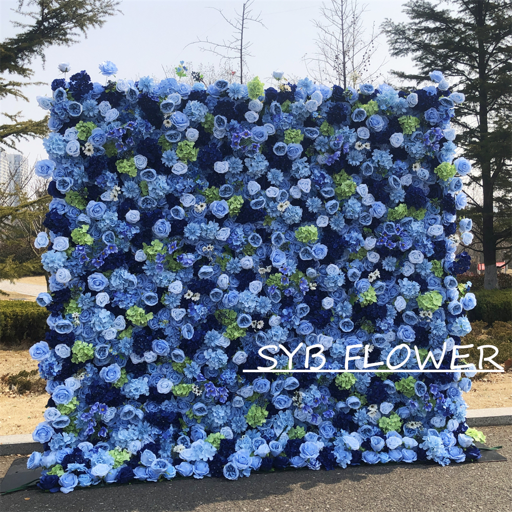 #320 Customized 3D/5D Cloth Back Roll up Articifial Flower Wall Backdrop For Wedding Event Party Decoration