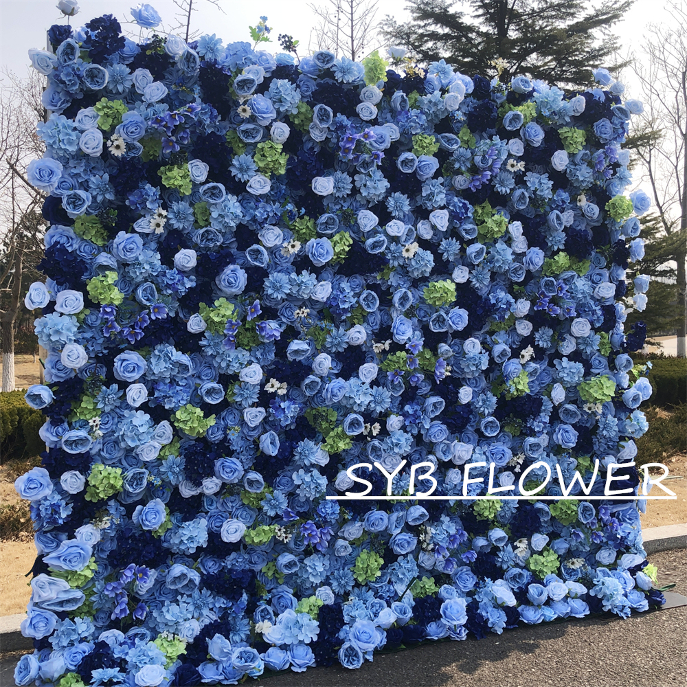 #320 Customized 3D/5D Cloth Back Roll up Articifial Flower Wall Backdrop For Wedding Event Party Decoration