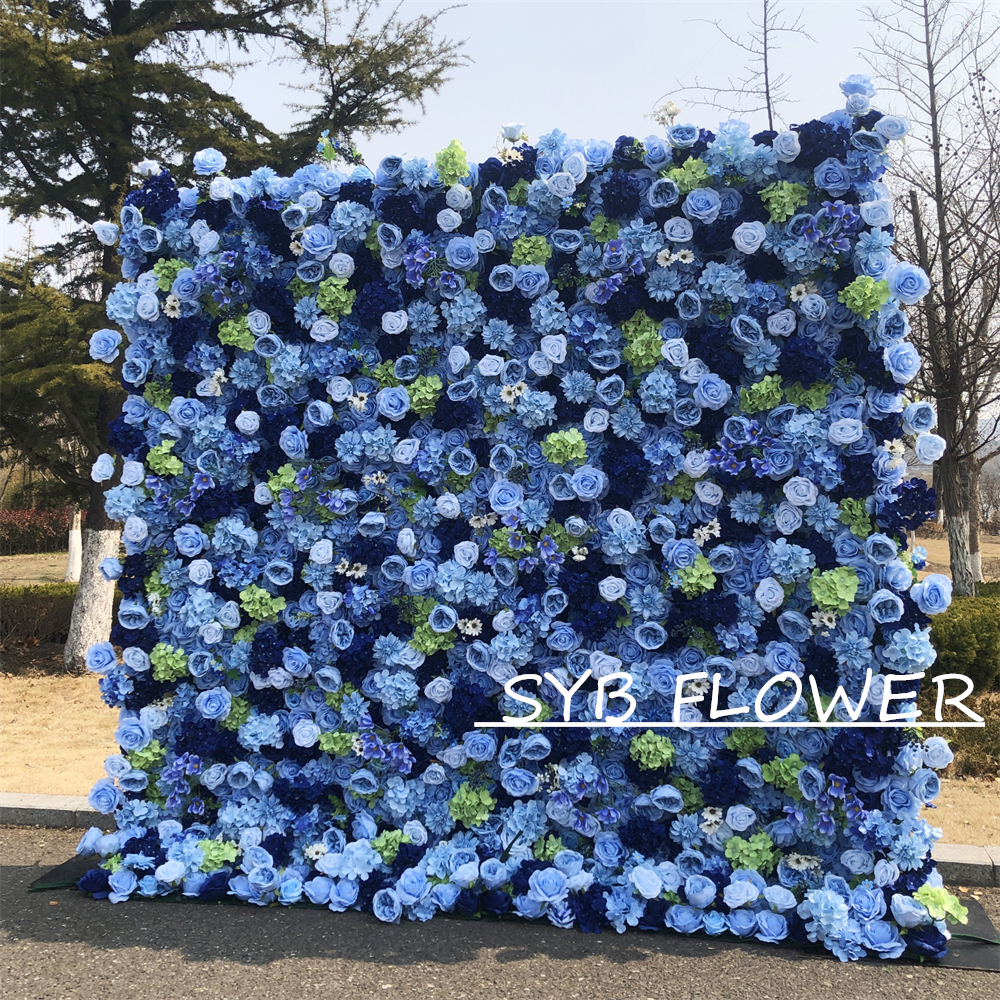 #320 Customized 3D/5D Cloth Back Roll up Articifial Flower Wall Backdrop For Wedding Event Party Decoration