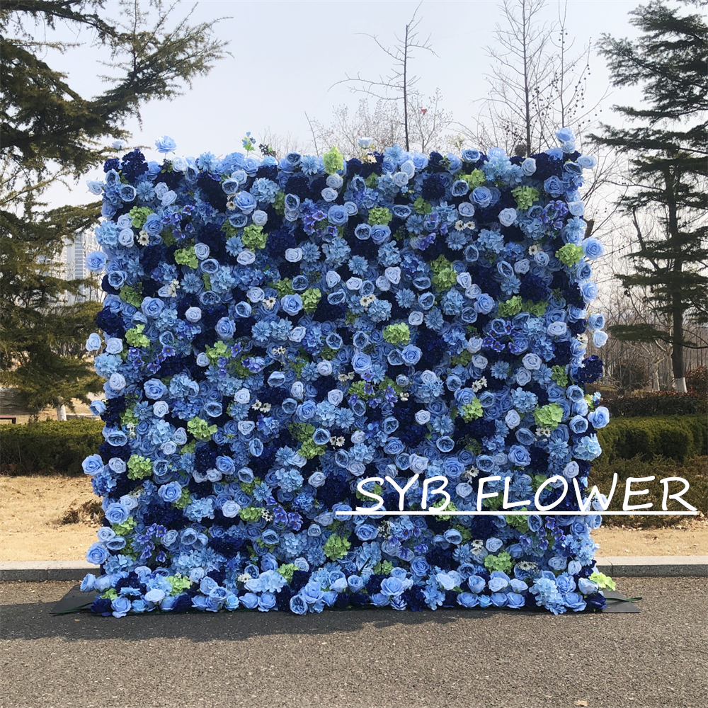 #320 Customized 3D/5D Cloth Back Roll up Articifial Flower Wall Backdrop For Wedding Event Party Decoration