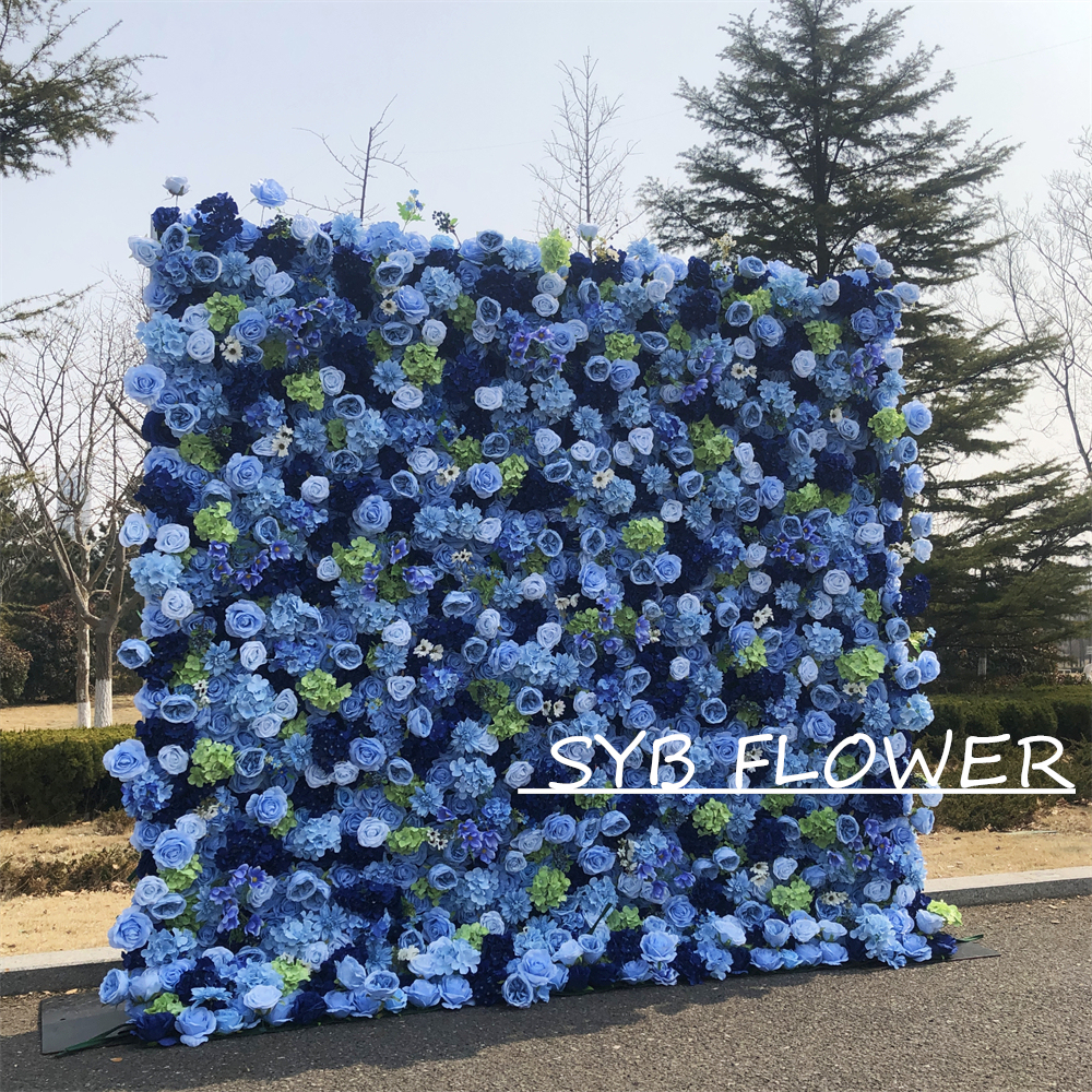 #320 Customized 3D/5D Cloth Back Roll up Articifial Flower Wall Backdrop For Wedding Event Party Decoration