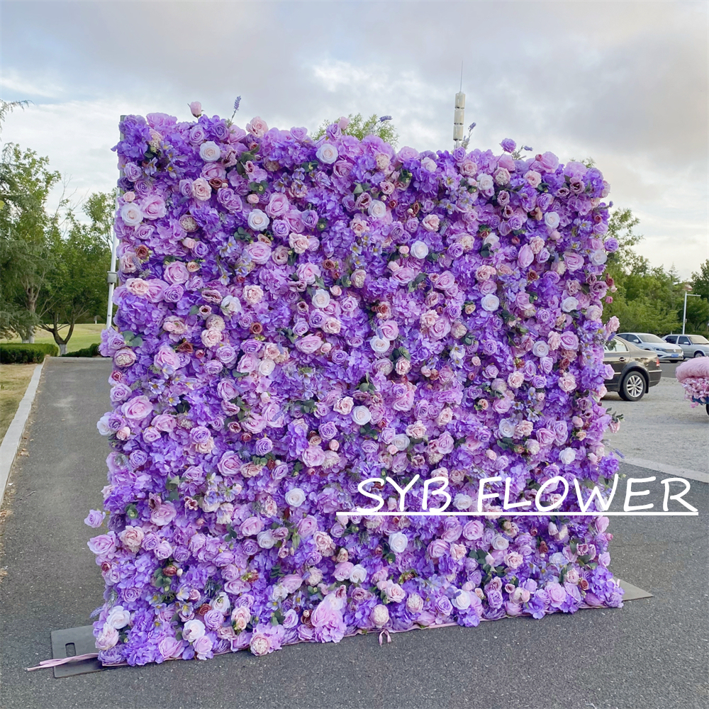 #327 Customized 3D/5D Cloth Back Roll up Articifial Flower Wall Backdrop For Wedding Event Party Decoration