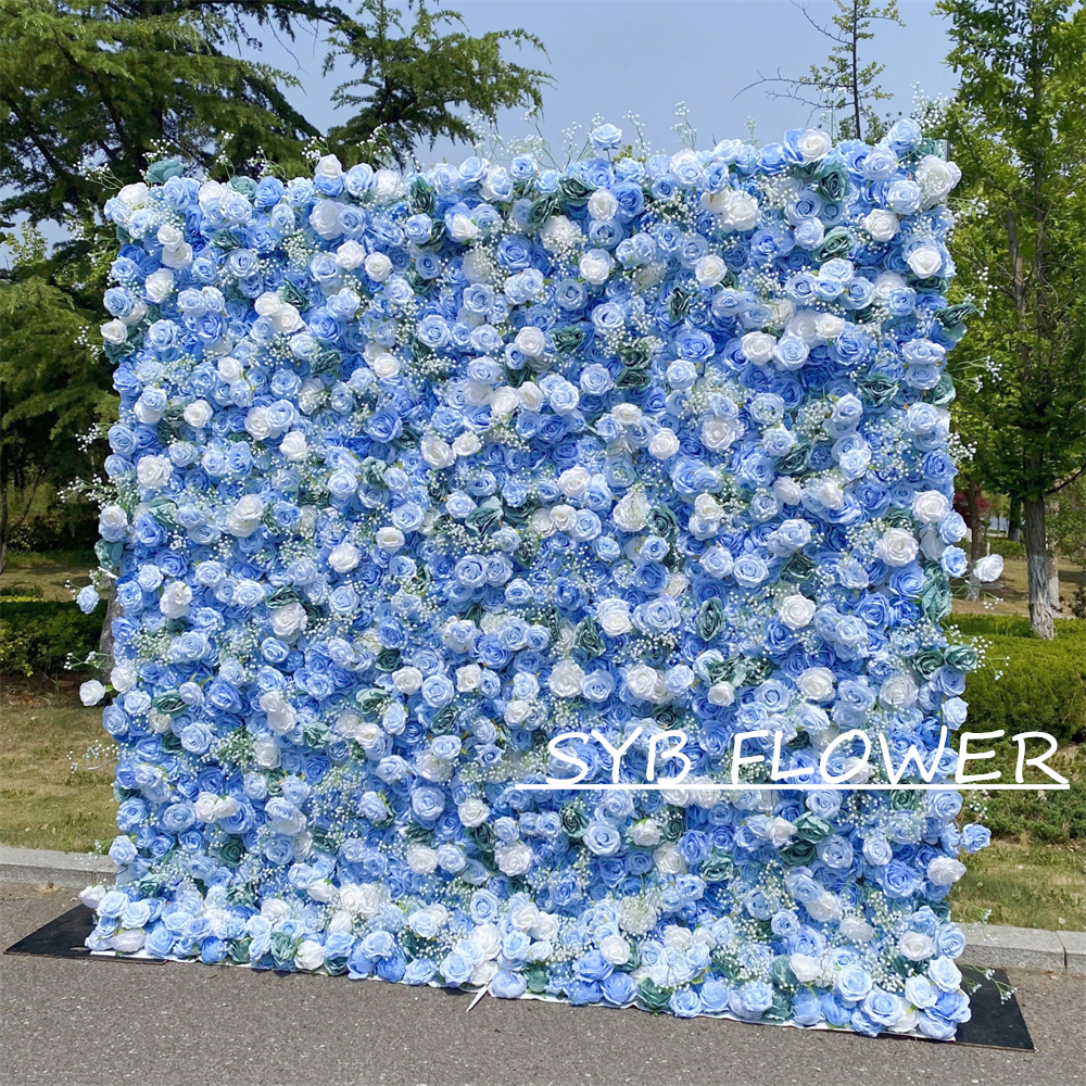 #323 Customized 3D/5D Cloth Back Roll up Articifial Flower Wall Backdrop For Wedding Event Party Decoration