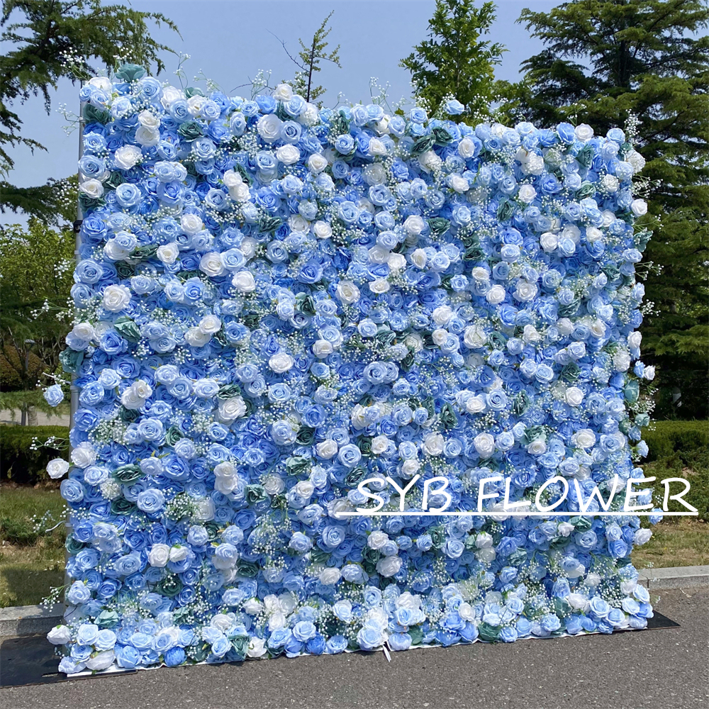 #323 Customized 3D/5D Cloth Back Roll up Articifial Flower Wall Backdrop For Wedding Event Party Decoration
