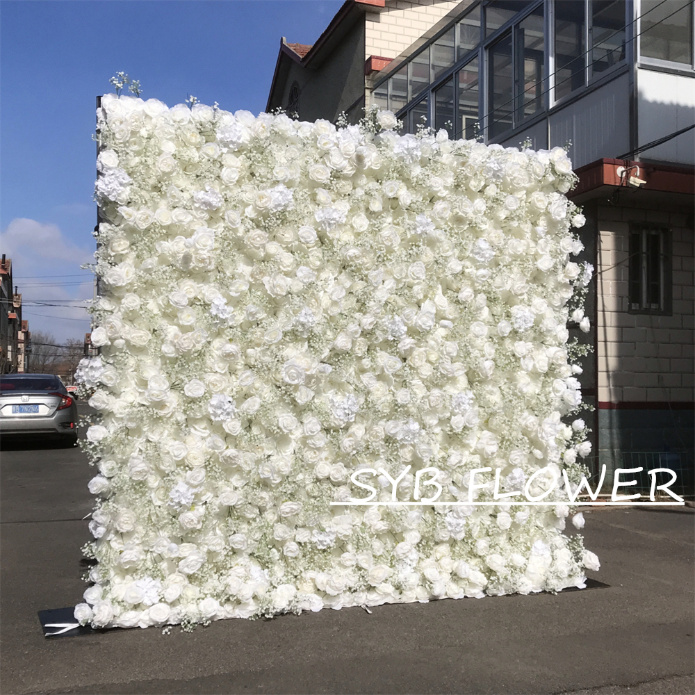 #333 Customized 3D/5D Cloth Back Roll up Articifial Flower Wall Backdrop For Wedding Event Party Decoration