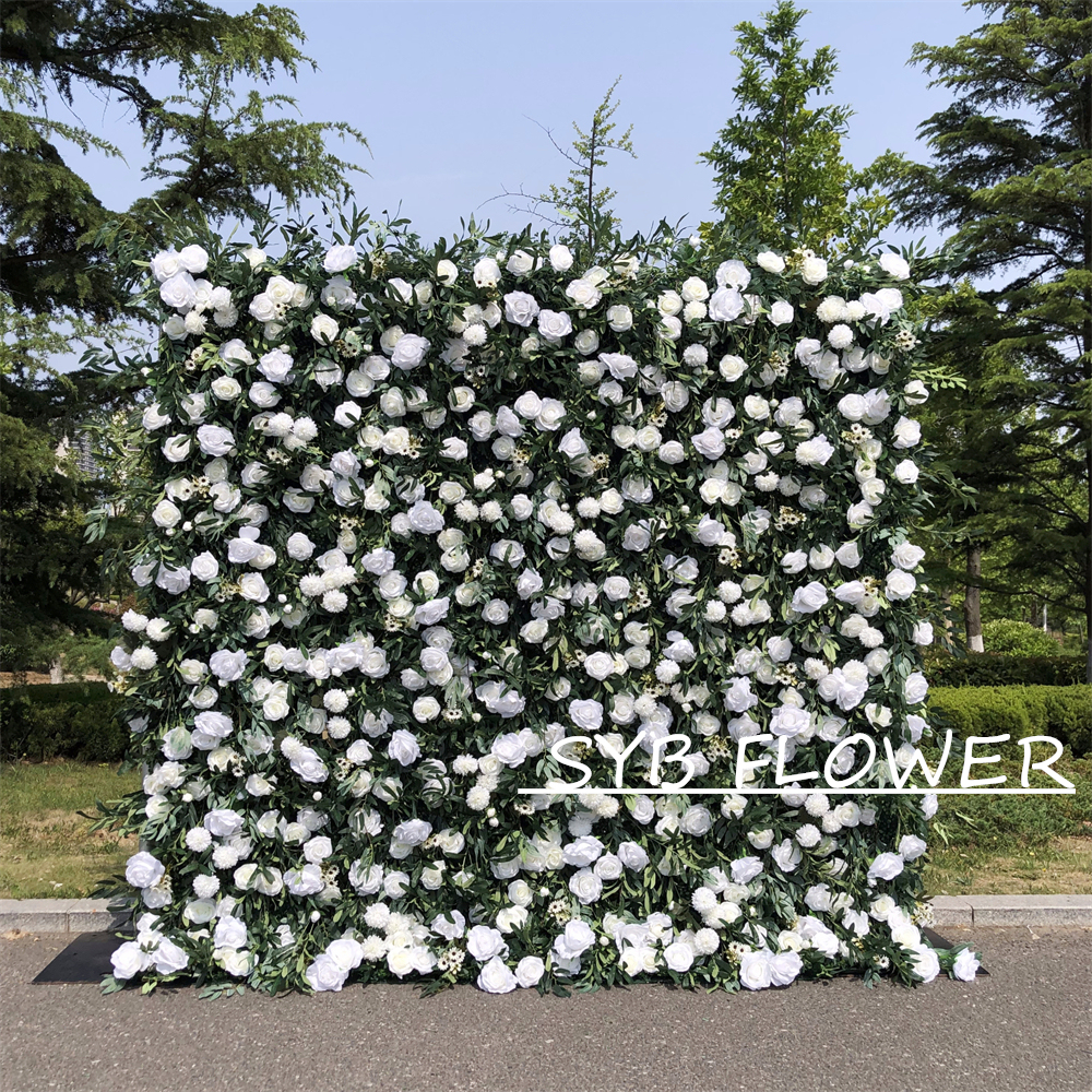 #324 Customized 3D/5D Cloth Back Roll up Articifial Flower Wall Backdrop For Wedding Event Party Decoration