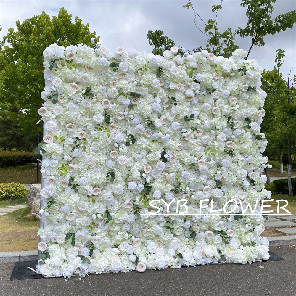 #326 Customized 3D/5D Cloth Back Roll up Articifial Flower Wall Backdrop For Wedding Event Party Decoration