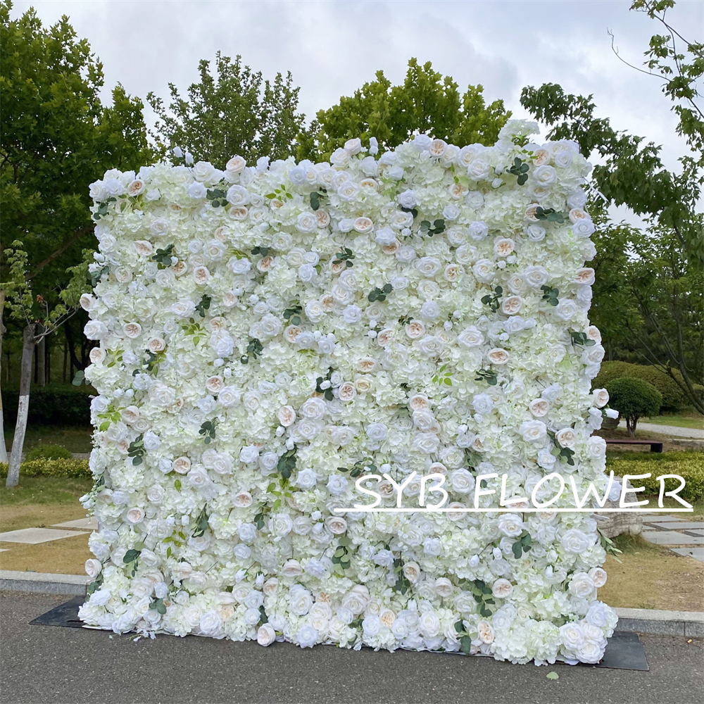 #326 Customized 3D/5D Cloth Back Roll up Articifial Flower Wall Backdrop For Wedding Event Party Decoration