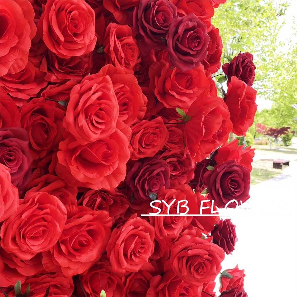 #BD060 Customized 3D/5D Cloth Back Roll up Articifial Flower Wall Backdrop For Wedding Event Party Decoration