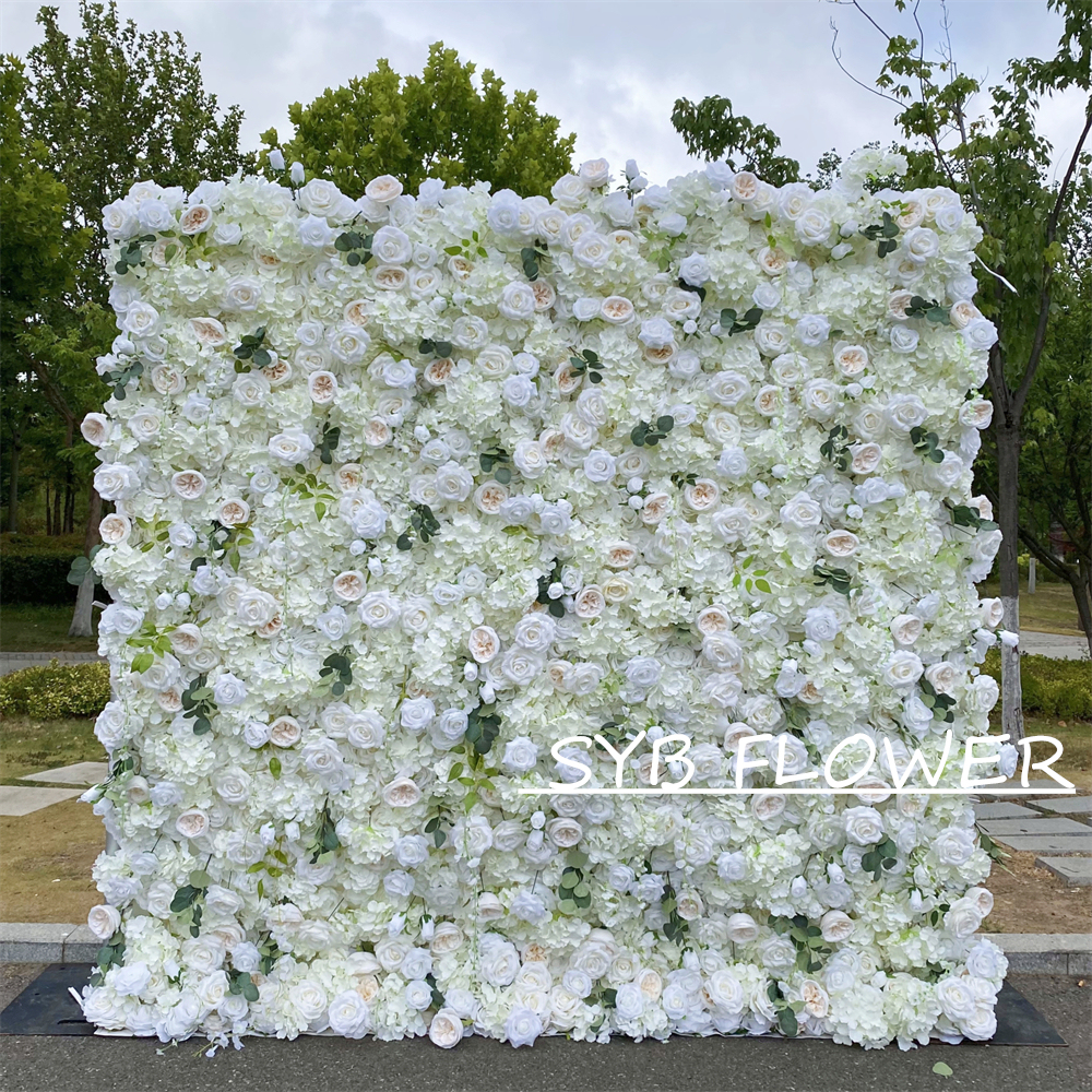 #326 Customized 3D/5D Cloth Back Roll up Articifial Flower Wall Backdrop For Wedding Event Party Decoration