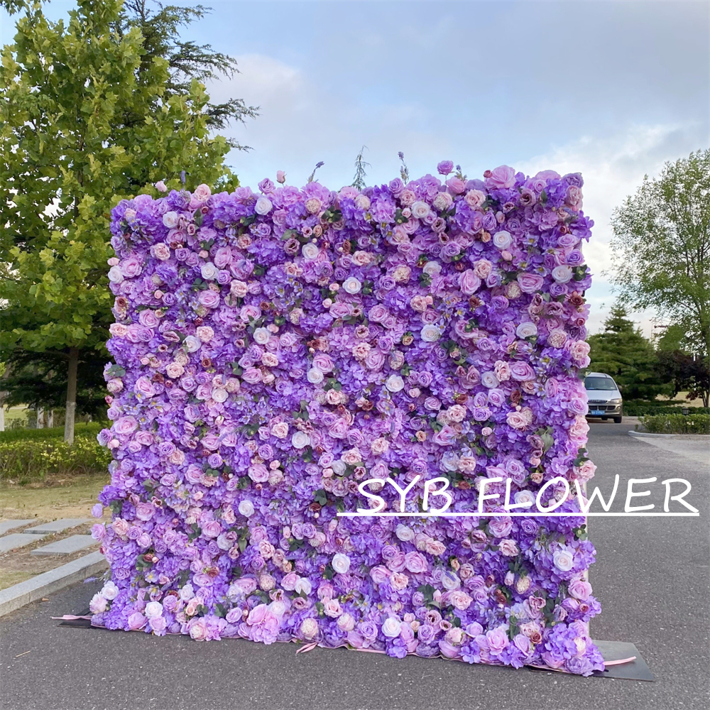 #327 Customized 3D/5D Cloth Back Roll up Articifial Flower Wall Backdrop For Wedding Event Party Decoration