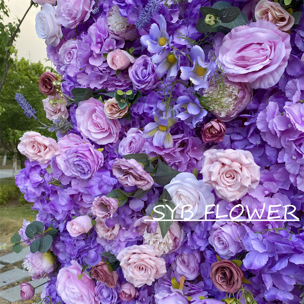 #327 Customized 3D/5D Cloth Back Roll up Articifial Flower Wall Backdrop For Wedding Event Party Decoration