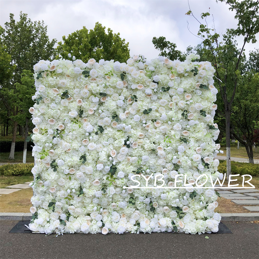 #326 Customized 3D/5D Cloth Back Roll up Articifial Flower Wall Backdrop For Wedding Event Party Decoration