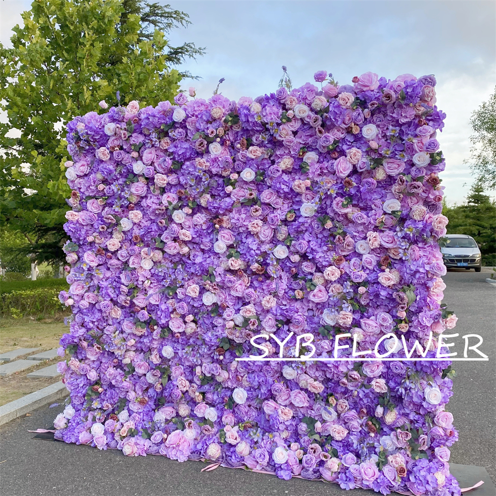 #327 Customized 3D/5D Cloth Back Roll up Articifial Flower Wall Backdrop For Wedding Event Party Decoration
