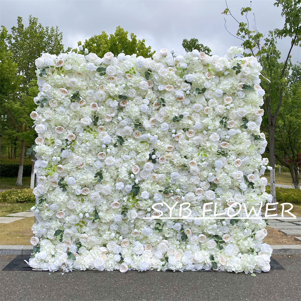 #326 Customized 3D/5D Cloth Back Roll up Articifial Flower Wall Backdrop For Wedding Event Party Decoration