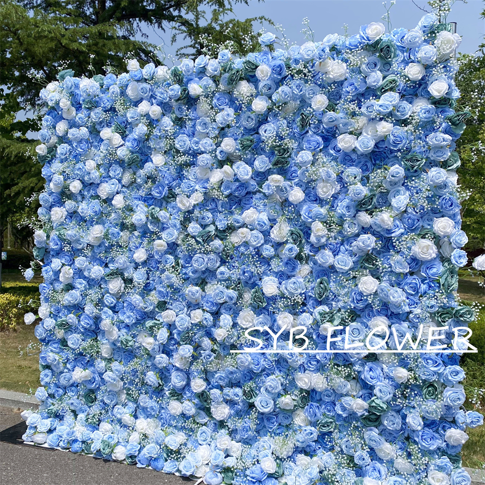 #323 Customized 3D/5D Cloth Back Roll up Articifial Flower Wall Backdrop For Wedding Event Party Decoration