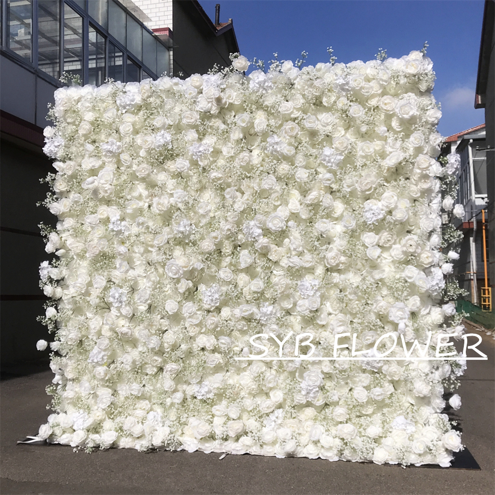 #333 Customized 3D/5D Cloth Back Roll up Articifial Flower Wall Backdrop For Wedding Event Party Decoration