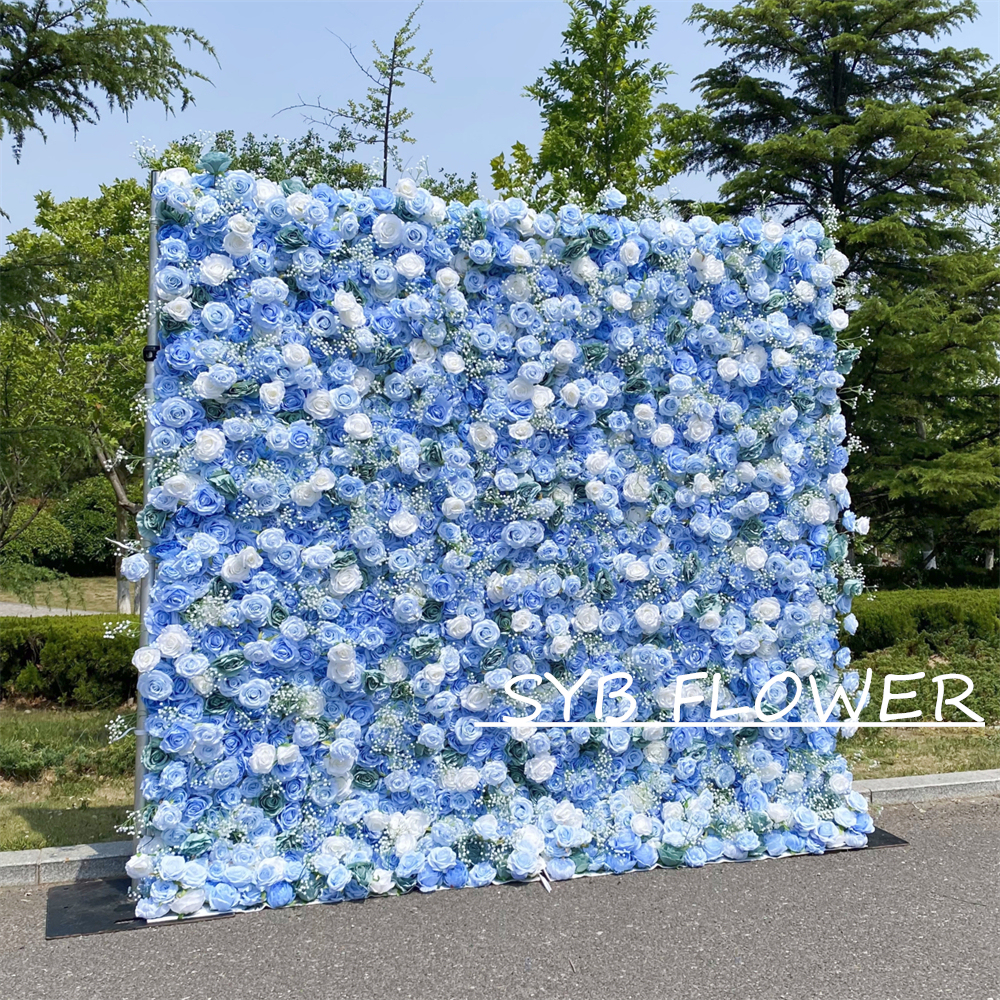 #323 Customized 3D/5D Cloth Back Roll up Articifial Flower Wall Backdrop For Wedding Event Party Decoration