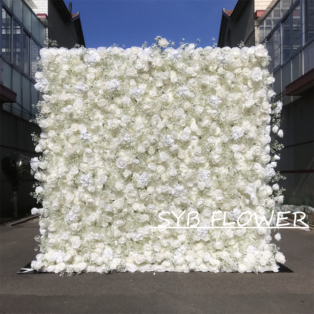 #333 Customized 3D/5D Cloth Back Roll up Articifial Flower Wall Backdrop For Wedding Event Party Decoration