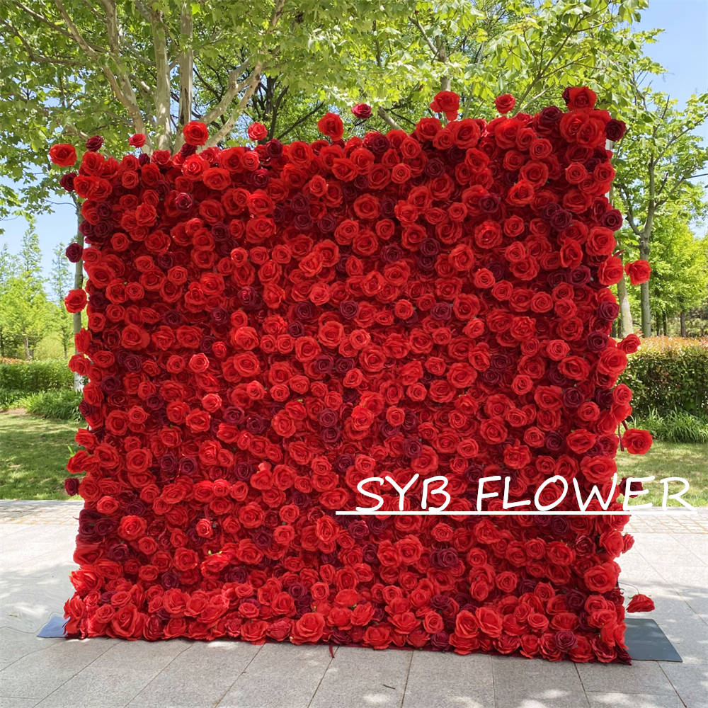 #BD060 Customized 3D/5D Cloth Back Roll up Articifial Flower Wall Backdrop For Wedding Event Party Decoration
