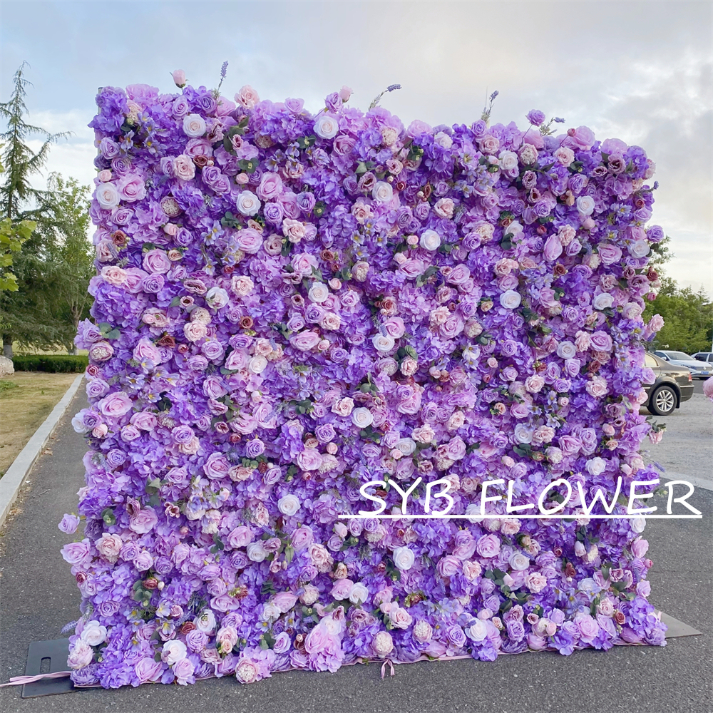 #327 Customized 3D/5D Cloth Back Roll up Articifial Flower Wall Backdrop For Wedding Event Party Decoration