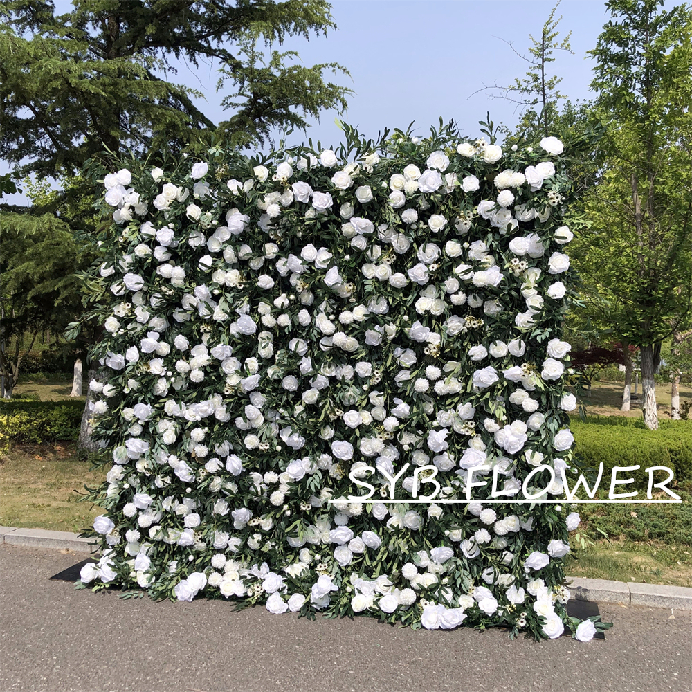 #324 Customized 3D/5D Cloth Back Roll up Articifial Flower Wall Backdrop For Wedding Event Party Decoration