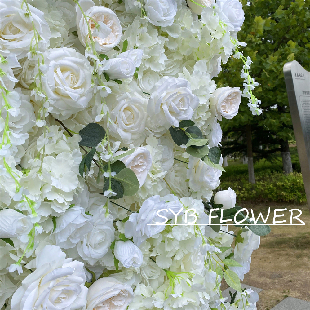 #326 Customized 3D/5D Cloth Back Roll up Articifial Flower Wall Backdrop For Wedding Event Party Decoration