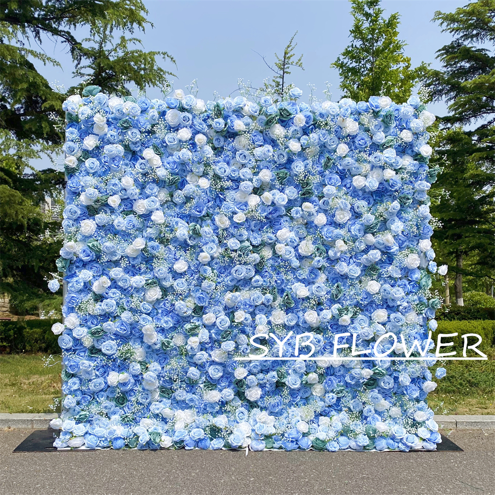 #323 Customized 3D/5D Cloth Back Roll up Articifial Flower Wall Backdrop For Wedding Event Party Decoration